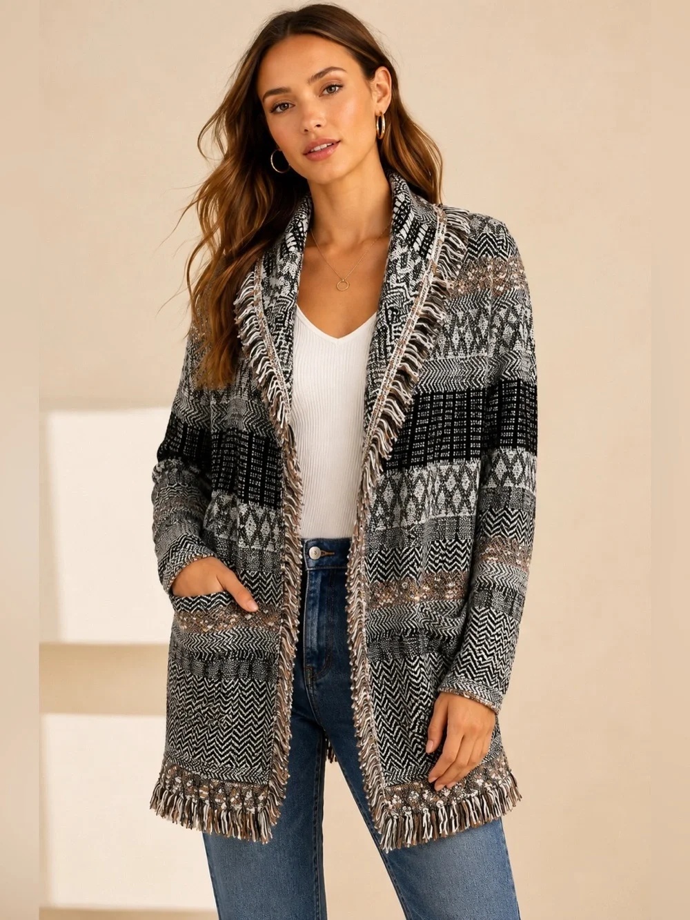 Lucky Brand Cardigan Coat - Size M - with pockets!